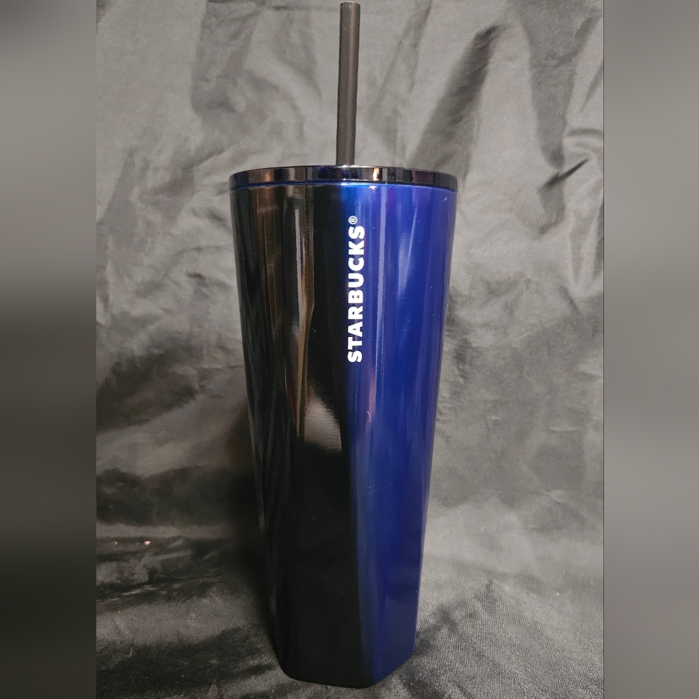 Starbucks Two-Tone Black & Blue Stainless Travel Cup